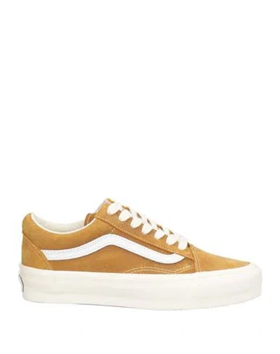 Vans Woman Sneakers Mustard Size 8 Leather In Yellow