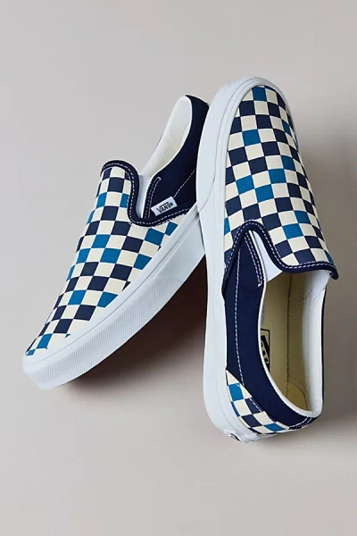 Vans Women's Classic Checkerboard Slip-on Sneaker In Tri/tone Check Navy, Women's At Urban Outfitters