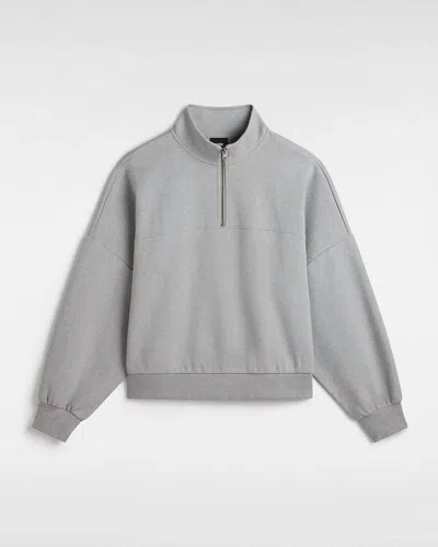 Vans Women's Elevated Double Knit Loose Mock Neck Sweatshirt In Cement Heather In Multi
