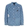 Vans Women's Jeans Jacket Mended Check Denim Printed Jacket Denim Stone In Denim Stone