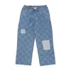 Vans Women's Jeans Mended Check Denim Range Loose Crop Pant Denim Stone In Denim Stone
