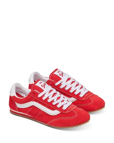 Vans Super Lowpro Racing Red Suede Leather Sneakers