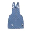 Vans Women's W Mended Check Denim Pinafore Dress Dungarees In Stone Wash