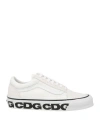 Vans X Comme Des Garçon Woman Sneakers White Size 7.5 Leather, Textile Fibers In White