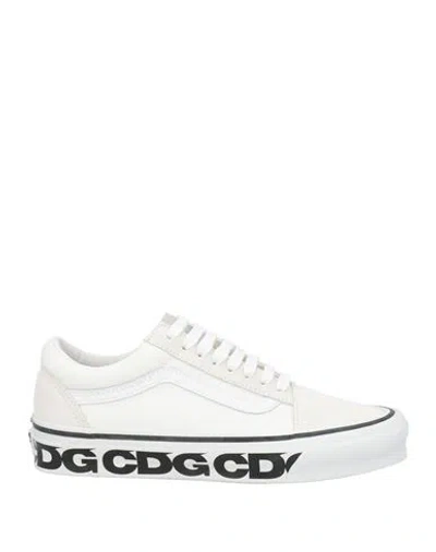 VANS VANS X COMME DES GARÇON WOMAN SNEAKERS WHITE SIZE 8 LEATHER, TEXTILE FIBERS