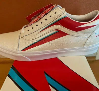 Pre-owned Vans X David Bowie Aladdin Sane Old Skool Skate Shoe Db White/red
