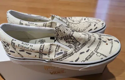 Pre-owned Vans X Harry Potter Slip On Marauder's Map Sneakers Universal Mens Shoes In Beige