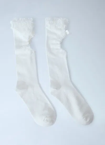 Vans X Metagirl Ruffle Knee High Socks In White