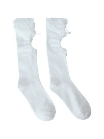 Vans X Metagirl Ruffled Knee-high Socks In White