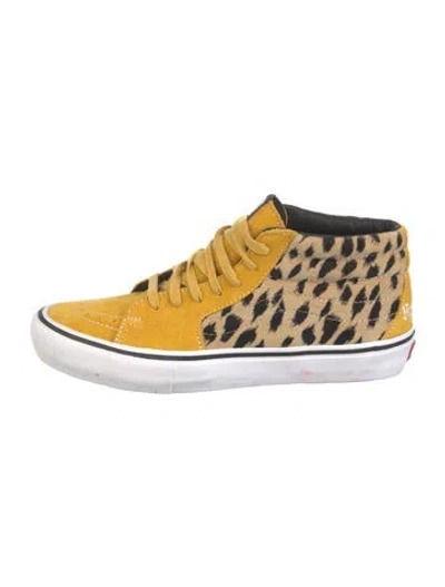 Pre-owned Vans X Supreme Sk8-mid Pro 'cheetah Velvet Gold' Sneakers In Yellow