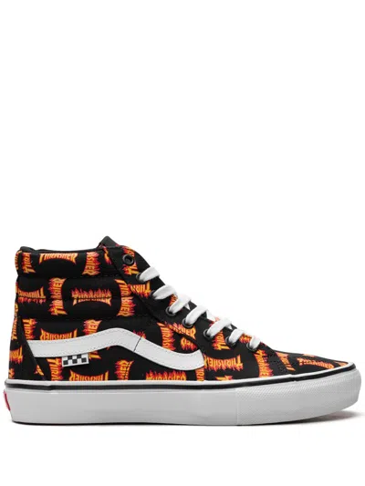 Vans X Thrasher Sk8-hi "allover Thrasher Logo" Sneakers In Orange