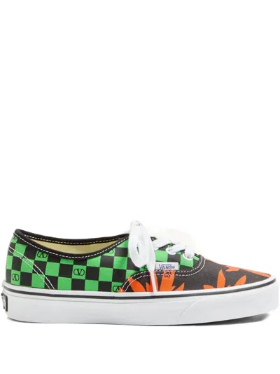 Vans X Valentino Garavani Vlogo Signature Checkerboard Sneakers In Green
