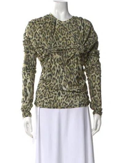 Pre-owned Vaquera Animal Print Crew Neck Top In Green