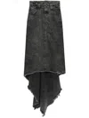 Vaquera Asymmetric Denim Midi Skirt In Grey