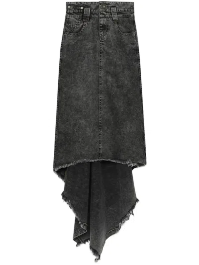 Vaquera Asymmetric Maxi Skirt In Grey