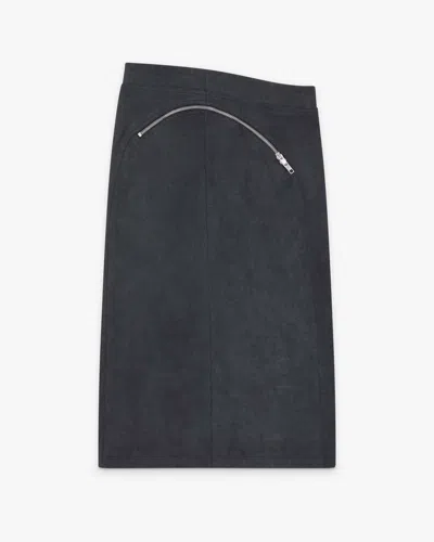 Vaquera Asymmetric Zip Pencil Skirt In Gray