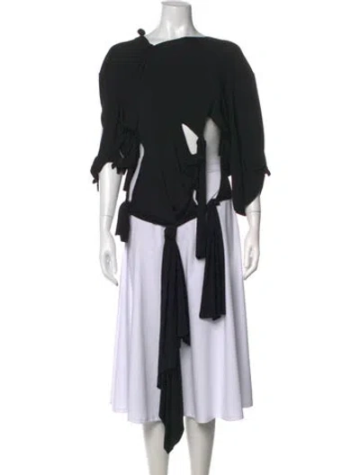 Pre-owned Vaquera Asymmetrical Short Sleeve Top In Black