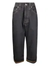 Vaquera High-waist Black Denim Wide-leg Jeans With Contrast Stitching In Animal Print