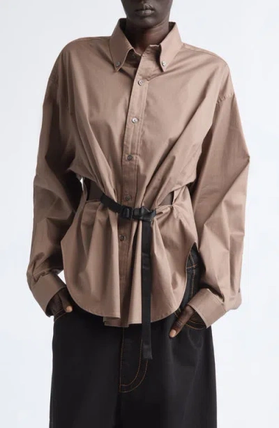 Vaquera Belted Cotton Button-down Shirt In Brown
