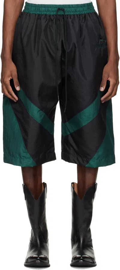 Vaquera Black & Green Windbreaker Shorts In Multi