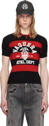 Vaquera Black & Red Striped Polo In Black Red