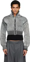 Vaquera Black & White Zipper Jacket In Gray
