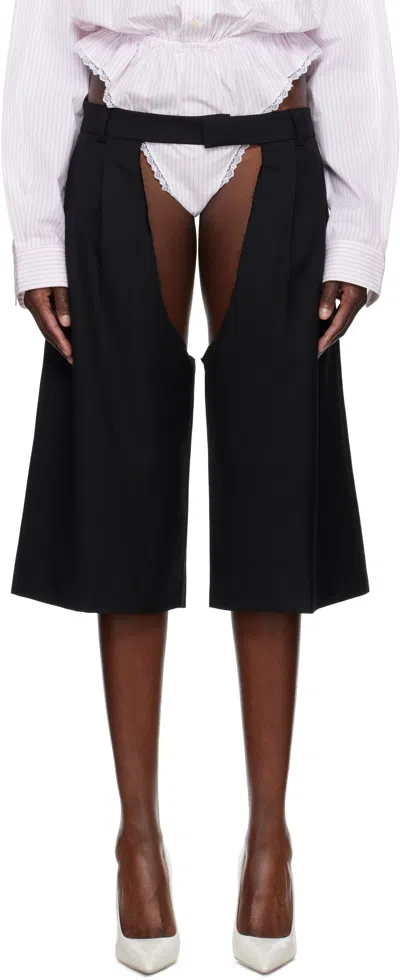 Vaquera Black Chap Shorts In Pink