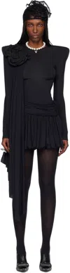 Vaquera Black Draped Minidress In Black