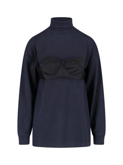 Vaquera Black High Neck Structured Top In Blue