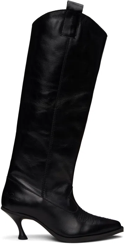 Vaquera Black Kitten Cowgirl Boots