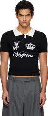 Vaquera Black Knit Polo In Black