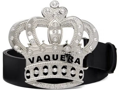 Vaquera Black Swarovski Crystal Crown Belt In Metallic