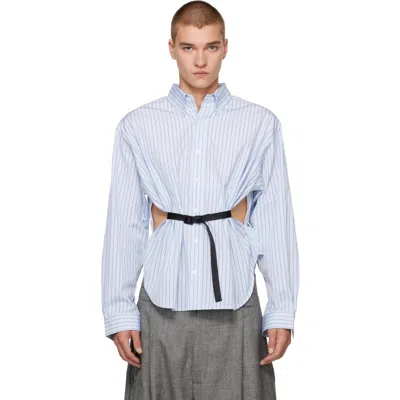 Vaquera Blue Belted Shirt In Blue Stripes