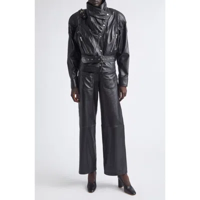 Vaquera Bombshell Belted Leather Jacket In Black