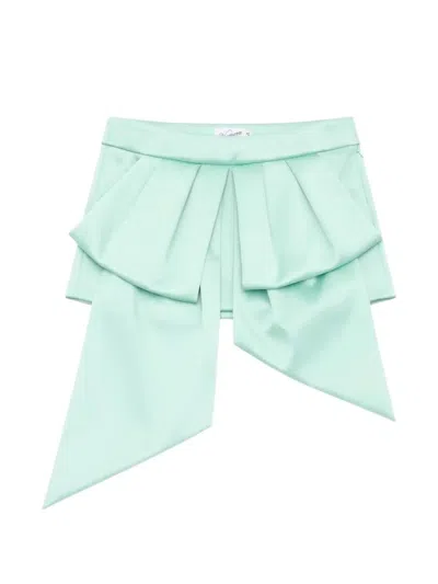 Vaquera Bow-detail Pleated Mini Skirt In Green