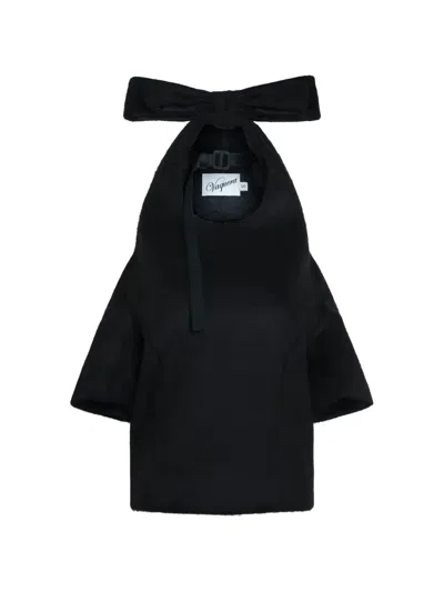 Vaquera Black Neoprene Bow Top In Blue