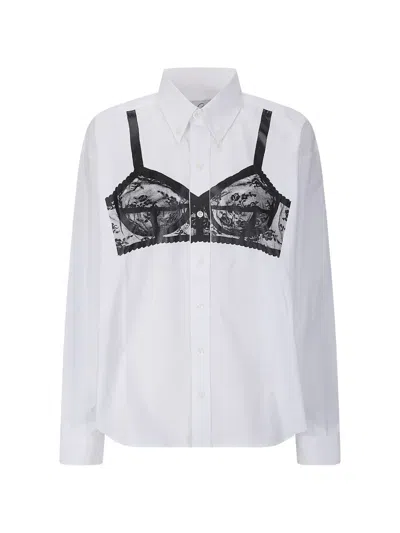 Vaquera Bra-print Button-down Shirt In White