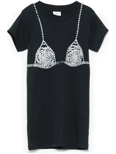 Vaquera Bra-print T-shirt In Black