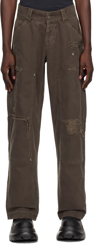 Vaquera Brown Workwear Cargo Pants In Dark Brown
