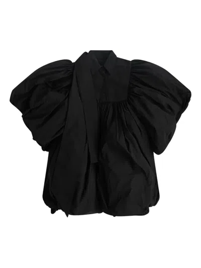 Vaquera Bubbled-sleeve Pouf Mini Dress In Black