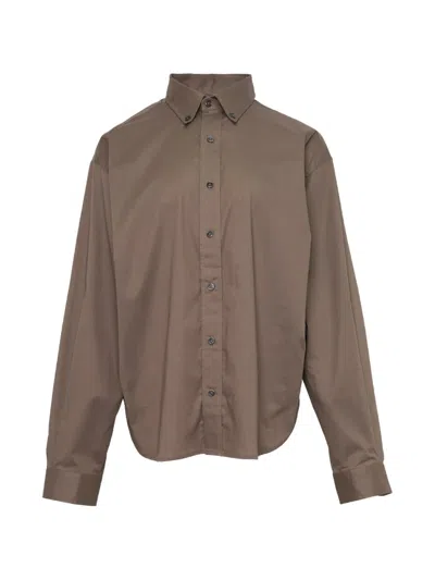 Vaquera Button-down Curved-hem Shirt In Brown