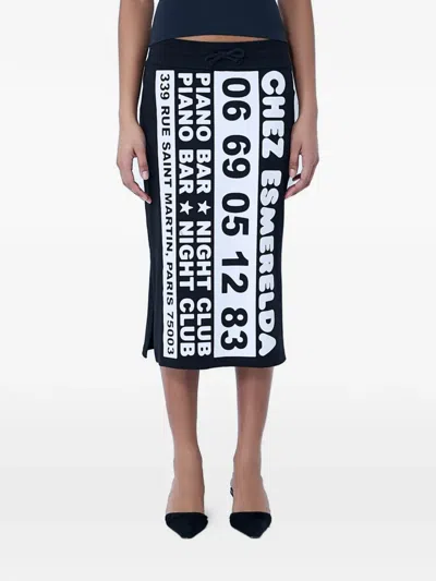 Vaquera Chez Esmerelda Graphic-print Midi Skirt In White