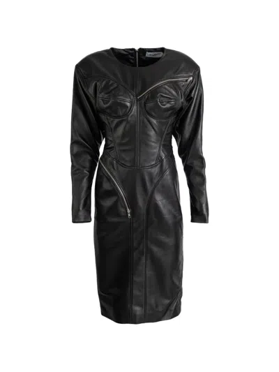 Vaquera Corset-style Zip-detail Midi Dress In Black