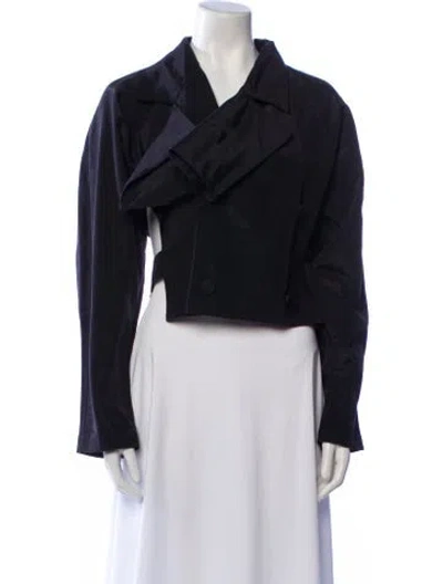 Pre-owned Vaquera Cowl Neck Long Sleeve Crop Top In Black