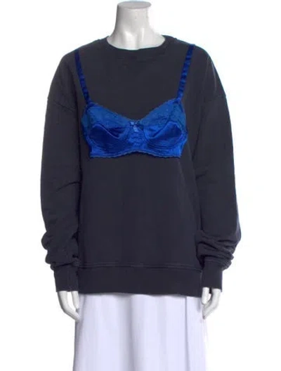 Pre-owned Vaquera Crew Neck Long Sleeve Sweatshirt In Blue