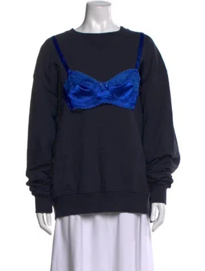 Pre-owned Vaquera Crew Neck Long Sleeve Sweatshirt In Blue