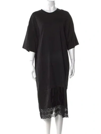 Pre-owned Vaquera Crew Neck Midi Length Dress In Black