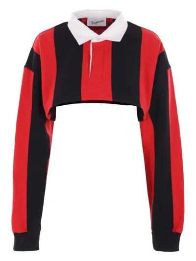 Vaquera Cropped Striped Rugby Shirt In Black