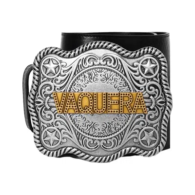 Pre-owned Vaquera Custom Buckle Western Belt 'black' | Women's Size S