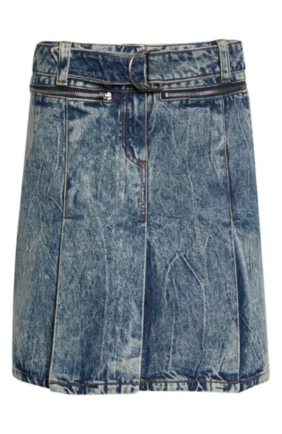 Vaquera Denim Car Wash Pleated Skirt In Black